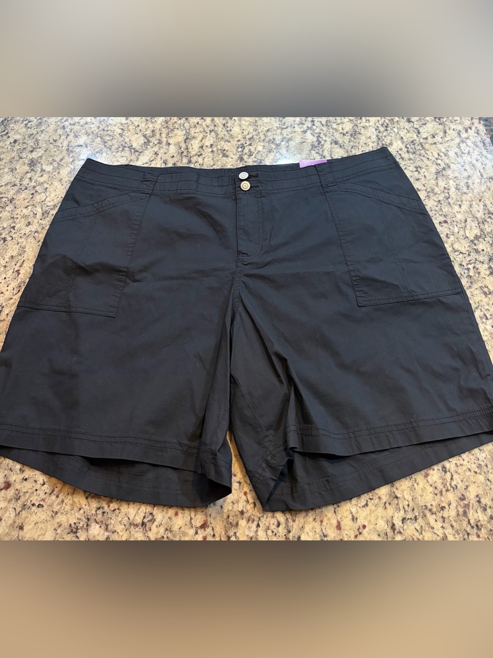 Lane Bryant Navy Flat-Front Women's Shorts with Patch Pockets